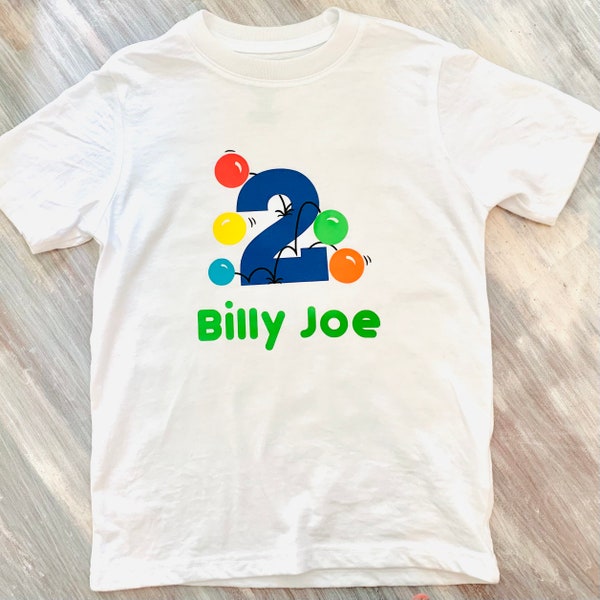 Personalized Bouncy Ball 2nd Birthday T-Shirt/ Moon Bounce, Ball Pit Party Theme/ Baby’s First Birthday Shirt