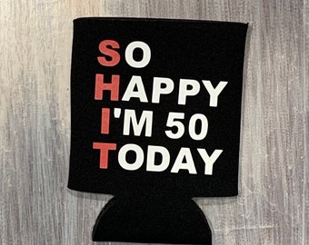 Cheers and Beers to 60 Years Coozie, So Happy I‘m 60 Today, Birthday Party Favor Can Coozie or Party Supplies