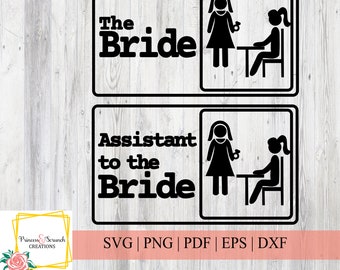 Brud och assistent till bruden Svg | Den kontorsinspirerade klippfilen | Cricut, Silhouette eller andra skärmaskiner