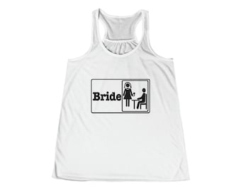 Bride | Women's Flowy Racerback Tank | Office Inspired Wedding | Bachelorette Shirt