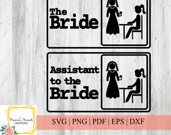 Brud och assistent till bruden Svg | Den kontorsinspirerade klippfilen | Cricut, Silhouette eller andra skärmaskiner