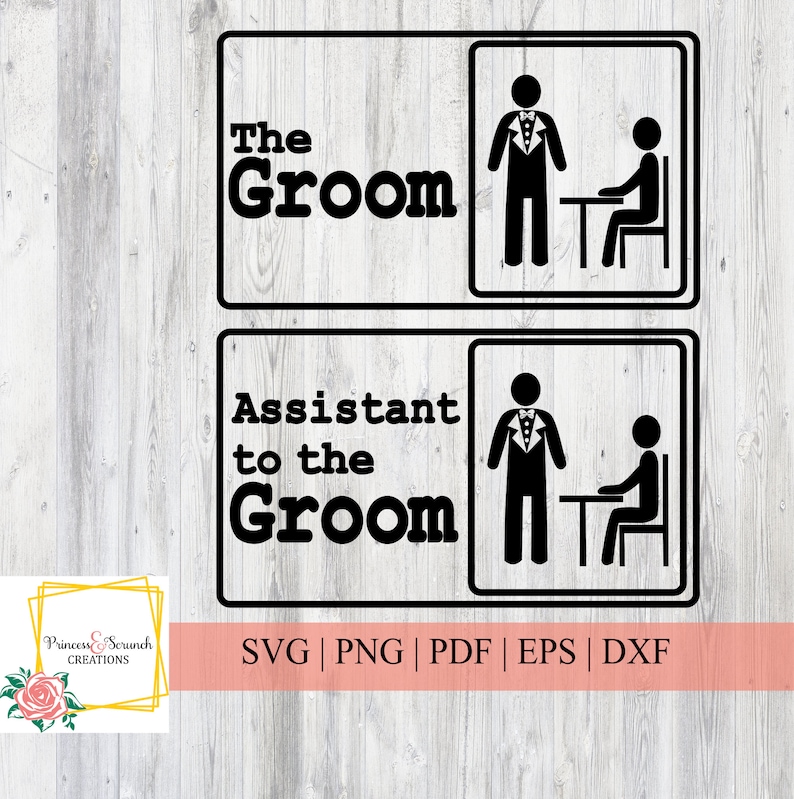 Brudgum och assistent till brudgummen Svg | Den kontorsinspirerade klippfilen | Cricut, Silhouette eller andra skärmaskiner bild 1