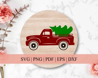 Arquivo de corte de caminhão de Natal | Caminhão de fazenda velho | Camisas e decoração de Natal | svg png pdf eps dxf