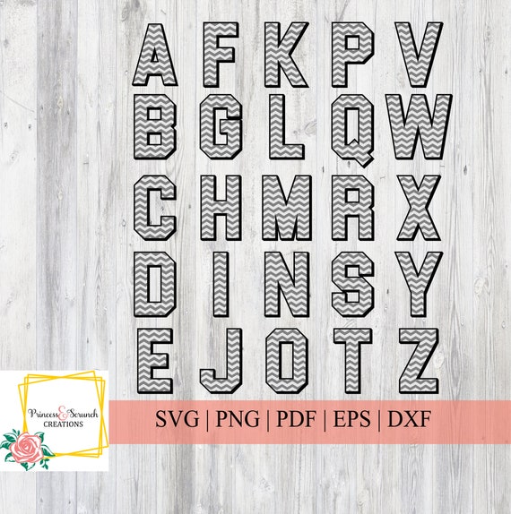 Varsity alphabet SVG, Chevron font svg, Pattern font svg, Chevron letter  svg, Chevron jersey numbers, Alphabet cut files