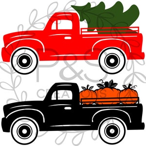 Natale e Pumpkin Farm Truck SVG; Little Red Farm Truck Cut File per Cricut, Silhouette e altre macchine da taglio