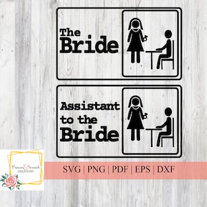 Braut und Assistent der Braut SVG | The Office Inspired Cut File | Cricut, Silhouette oder andere Schneidemaschinen