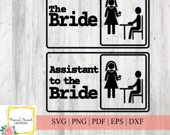 Brud och assistent till bruden Svg | Den kontorsinspirerade klippfilen | Cricut, Silhouette eller andra skärmaskiner