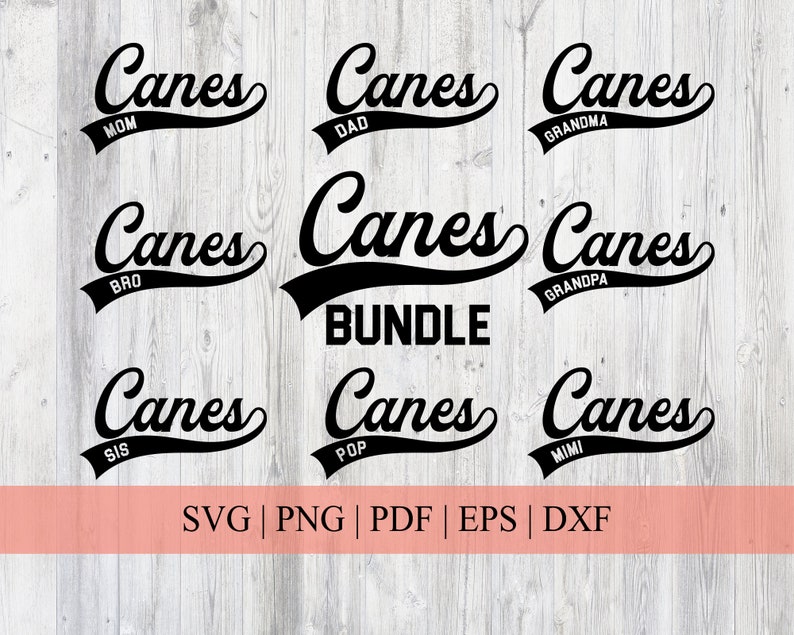 Canes Baseball Family Bundle SVG Baseball Script Cut File Etsy