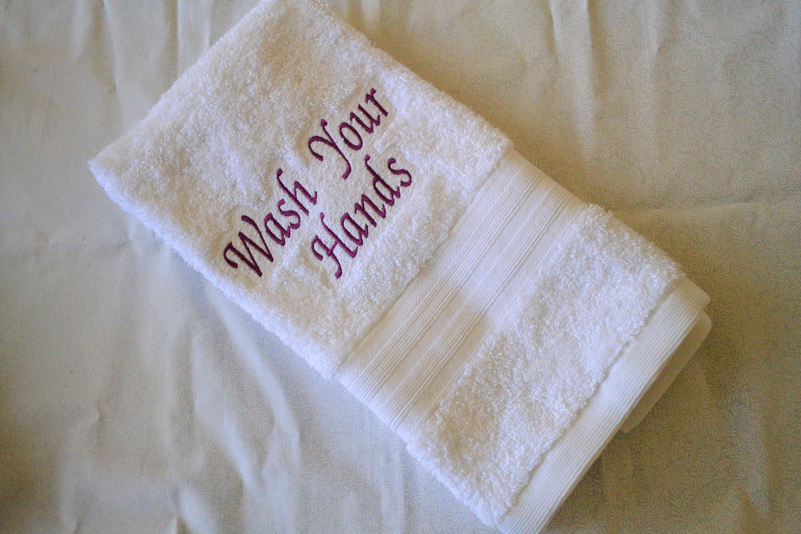 White monogram hand towel Embroidered white towel custom Etsy