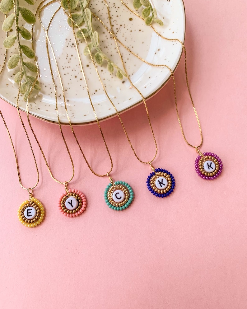 Candy Necklaces Initial Necklaces Colorful Necklaces Custom Etsy