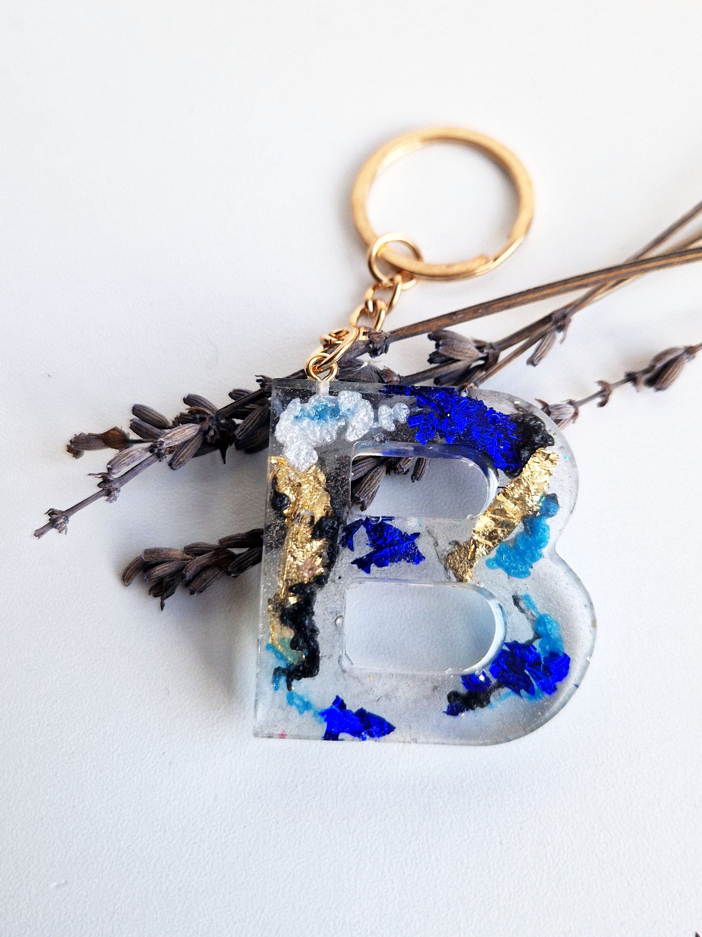 Letter B Resin Keyring, Letter B Keyring, Resin Keyring, Gift for Her ...