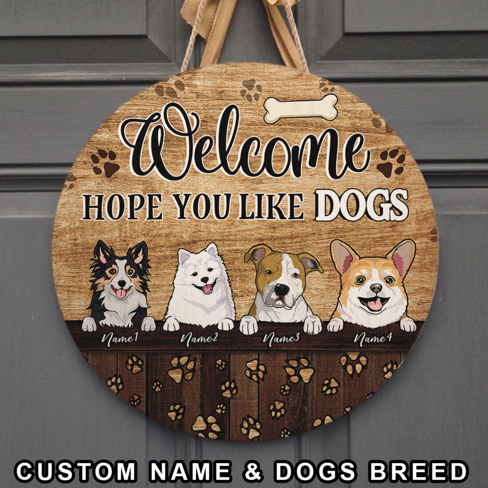 Personalized Dog Door Hanger Hope You Like Dog Sign Dog Etsy