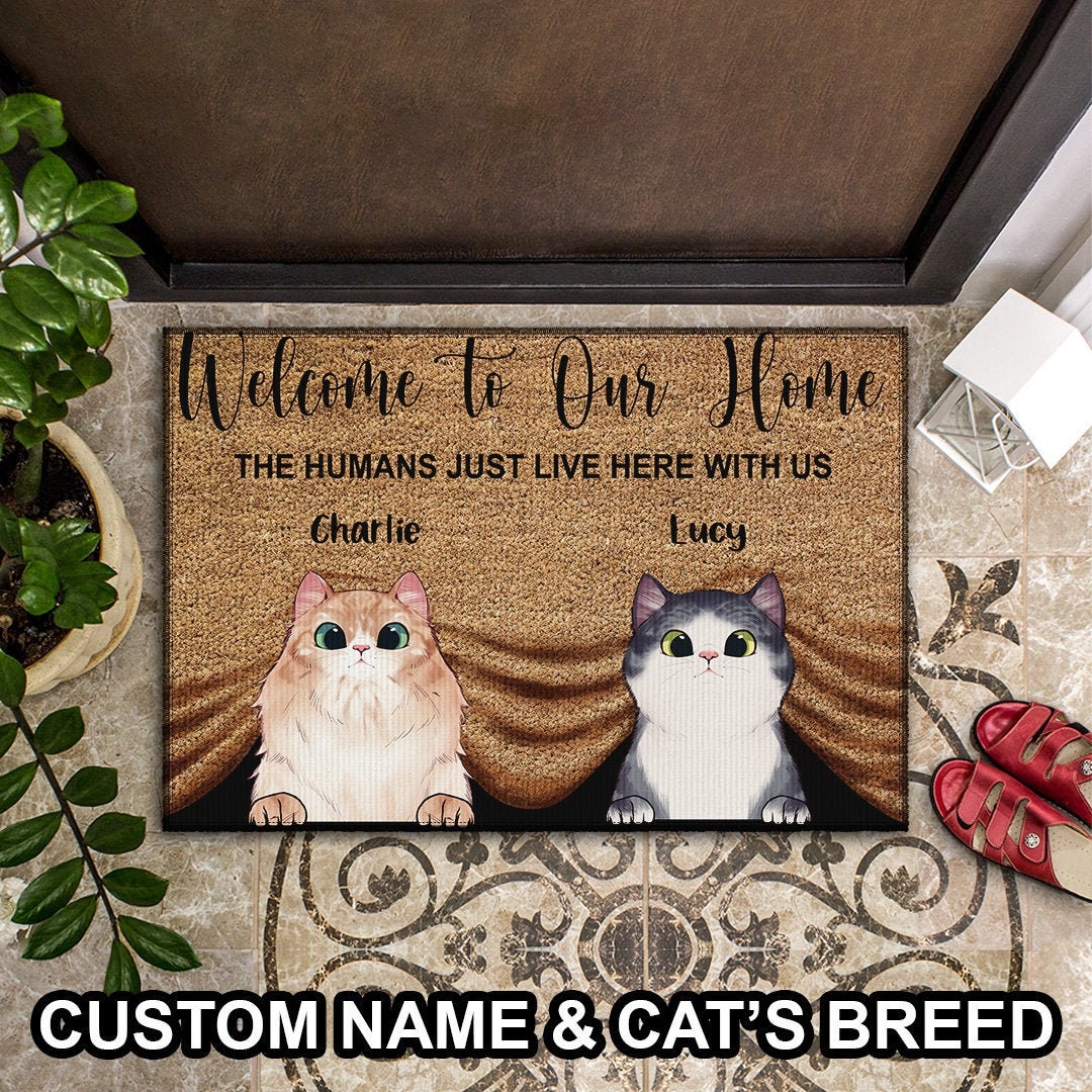Personalized Cat Doormat to Our Home Cute Cat Etsy