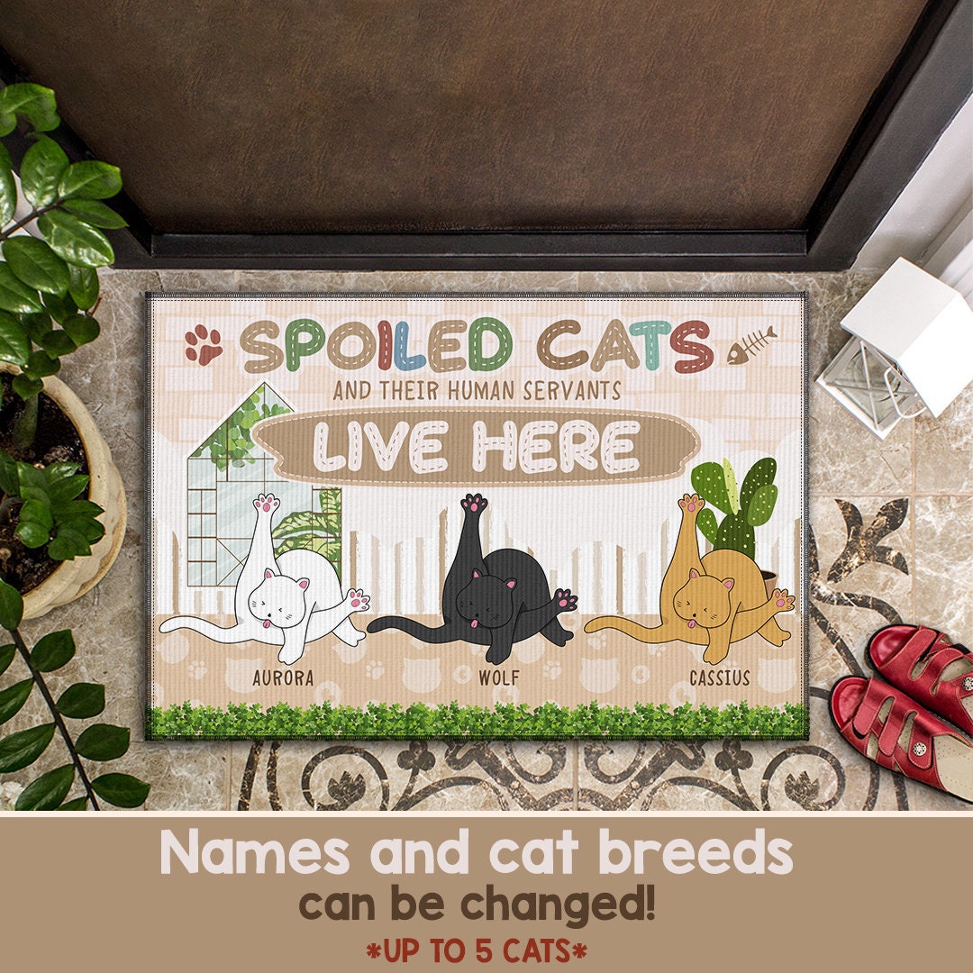 Funny Personalized Cat Doormat Spoiled Cats and Their Human Etsy