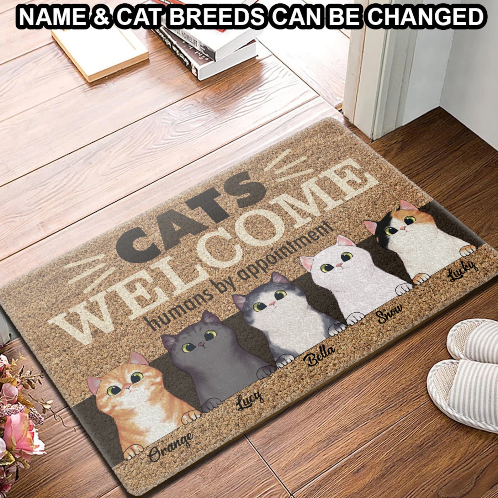 Personalized Cat Doormat Cats Humans By Appointment Etsy