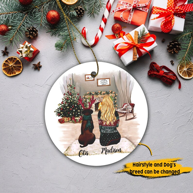 Xmas Dog Lover Gift 2020 Quarantine Christmas Gift For Dog Mom Ornament Personalized Christmas Girl With Dog Ornament Christmas Ornament