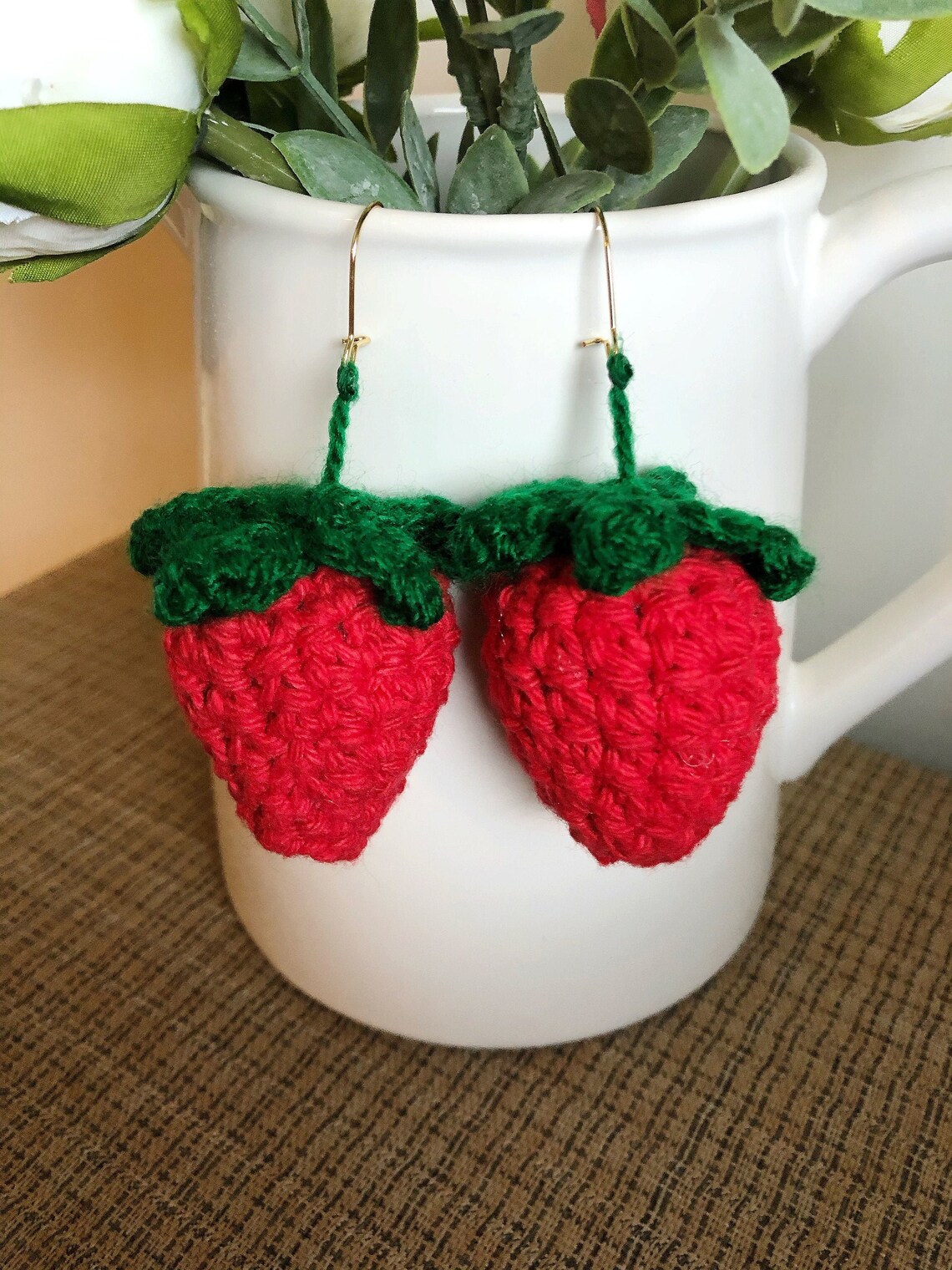 Crochet Strawberry Earrings Etsy