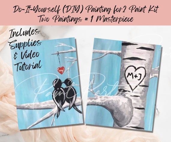 Sweetheart Birds Painting for 2 Couples DIY Paint Kit With All Supplies &  Video Tutorial Perfect for a Couples Date Night-couples Paint Kit 