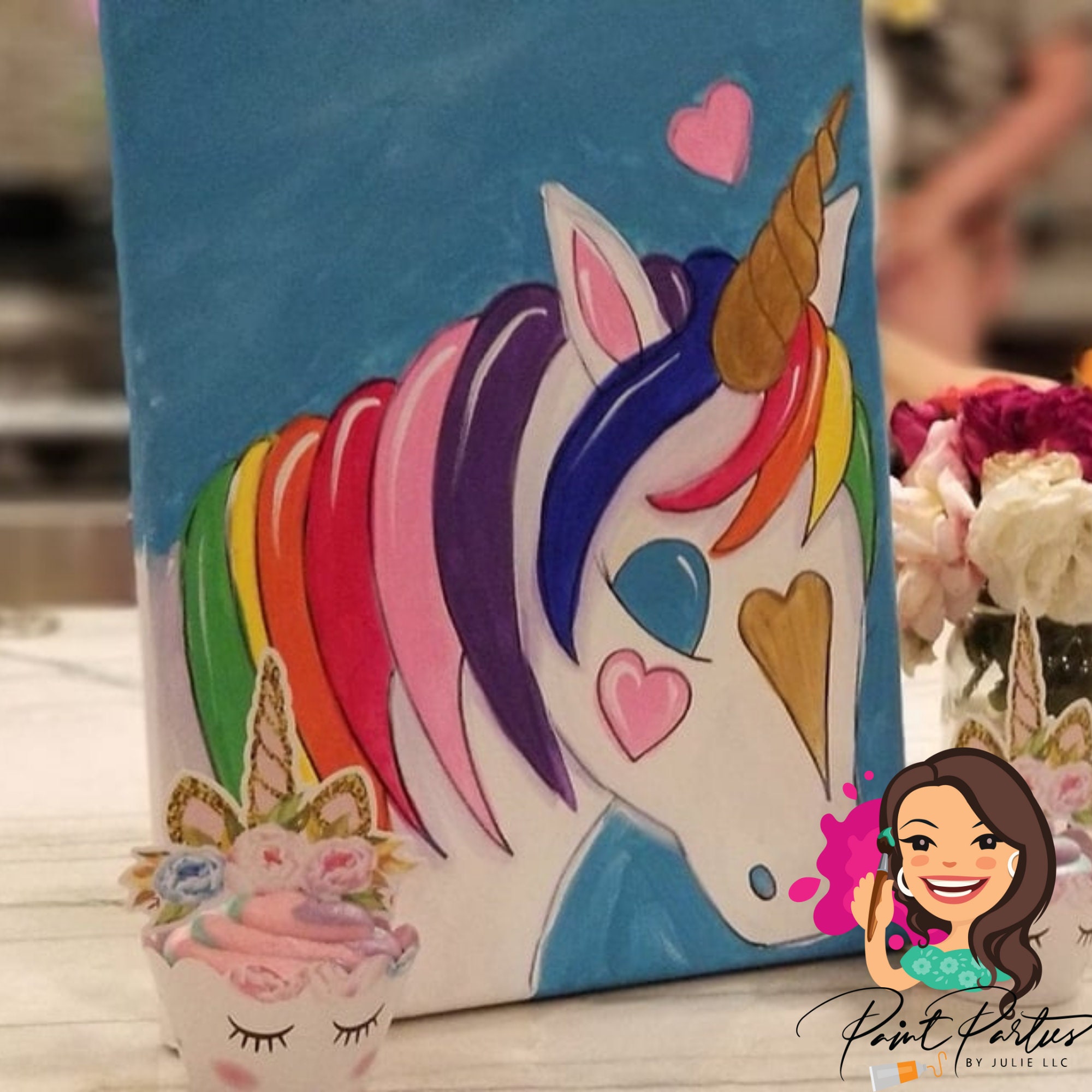 Unicorn DIY Painting Kit With Pre Drawn Canvas for Little Girls Rainbow  Magic Sparkle Birthday Mommy and Me Girls Night Painting Party 