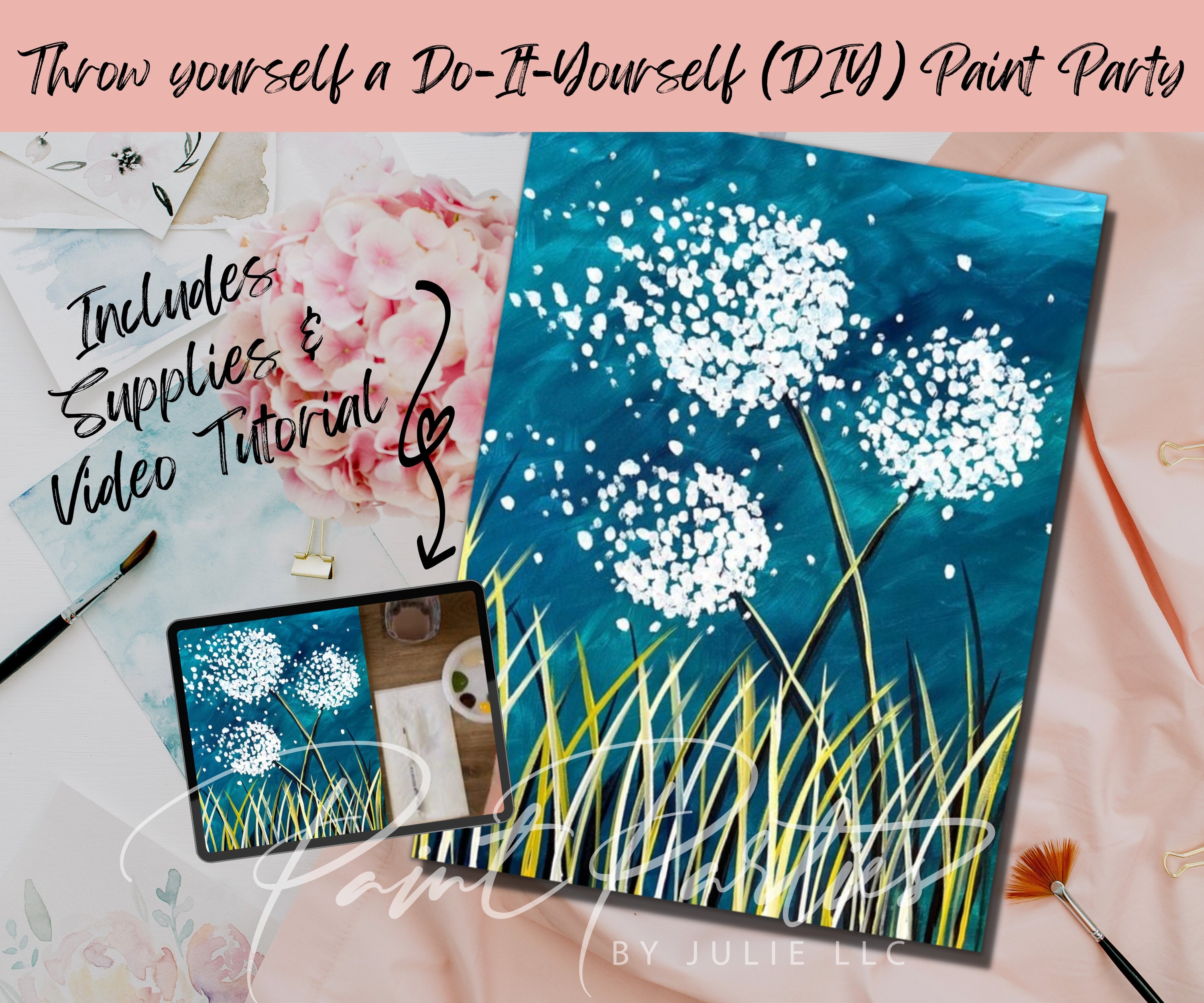 Paint Kit - Wishing You Well Acrylic Painting Kit & Video Lesson - Paint  and Sip At Home - Paint Party