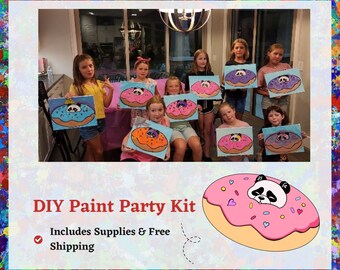 DIY Painting Kit-sweet Treats, Pre Drawn Canvas, Cookies, Kids Paint Party,  Party Favors, Art Party, Ice Cream Canvas,donut,cake, Cup Cake 