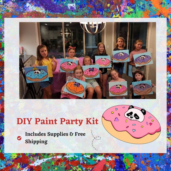 Donut Grow up Panda DIY Kids Paint Party Kit- Includes all Supplies with  Free Shipping