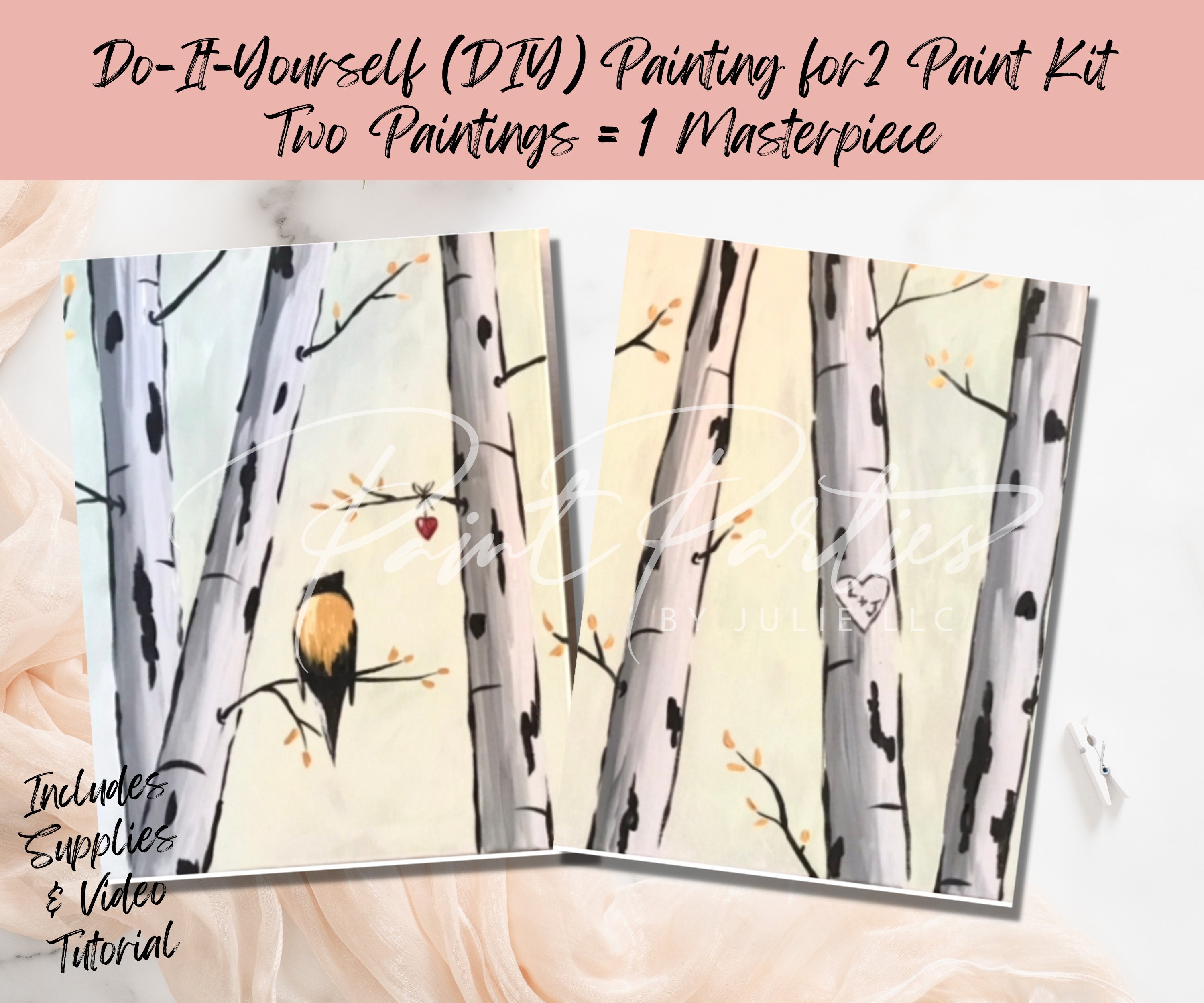 Date Night Birds Painting Kit (2 Canvases- Can be for 1 or 2 Painters)