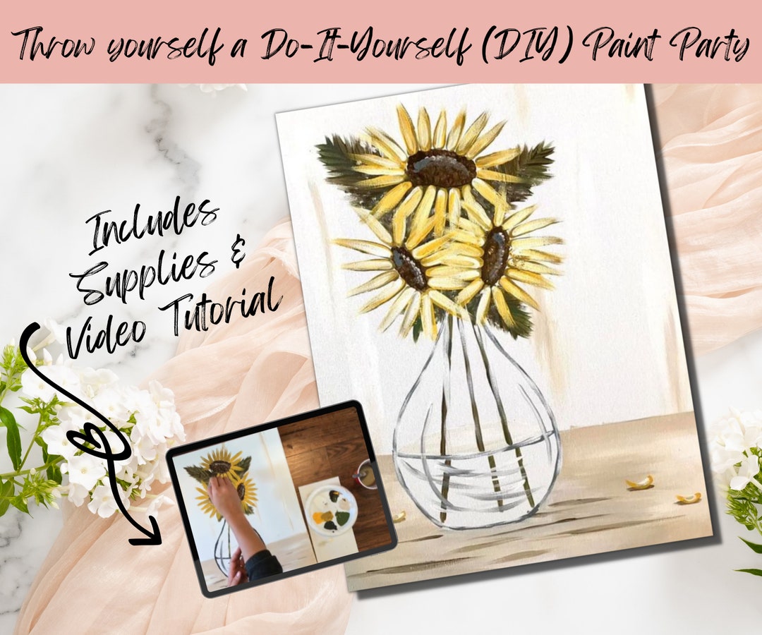 Sunflowers in Vase DIY Paint Party Kit/includes Painting Supplies and ...