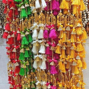 3 ft long Silk Tassel Garlands for Indian Wedding Decoration Mandap Decoration pooja/puja decor Indian Housewarming Pack of 10