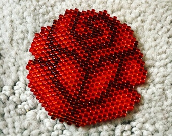 Blooming Rose Brick Stitch Beading Pattern