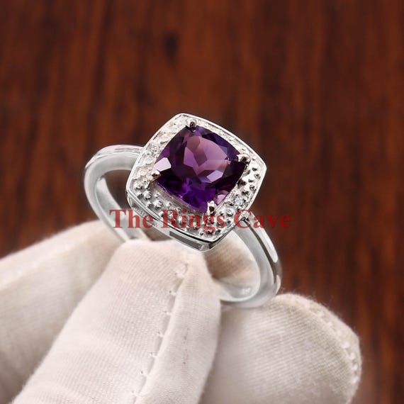 Anillo Diamantes & Amatista Oro Blanco - Joyería Max