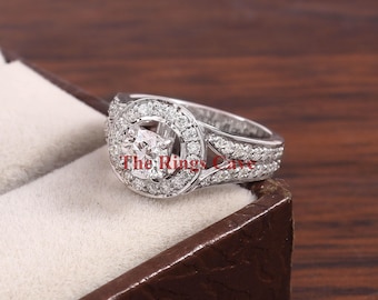 Anillo de compromiso Art Déco de moissanita: Anillo de promesa de plata de ley