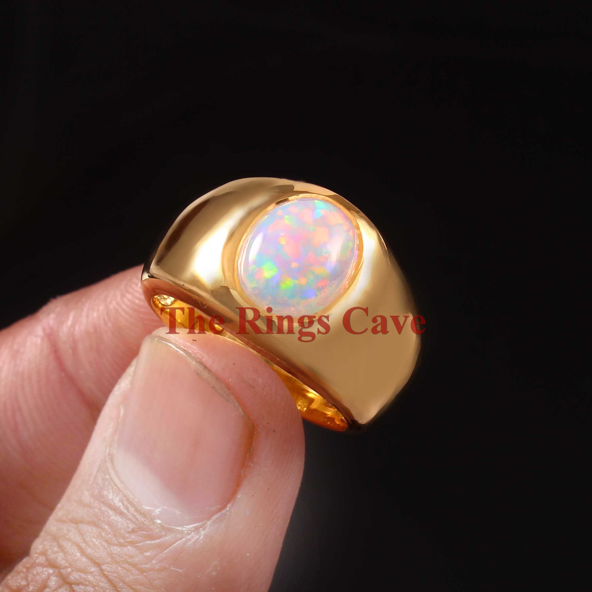 Ethiopian opal mens ring discount