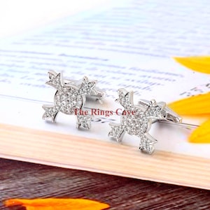 Moissanite Sterling Silver Cufflinks: Groomsmen Gift