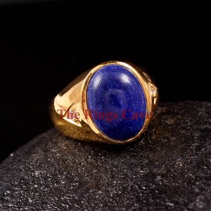 Lapis Lazuli Men Ring, 18K Gold Plated Silver Ring, 925 Sterling Silver Ring, Statement Men Ring, Personalized Gift For Men, Gift For Him