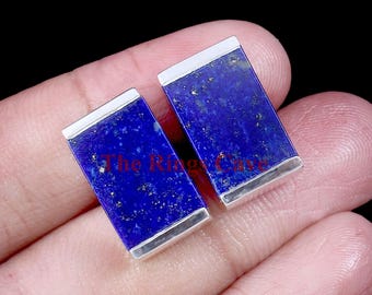 Handmade Lapis Lazuli Cufflinks: 925 Sterling Silver, September Birthstone