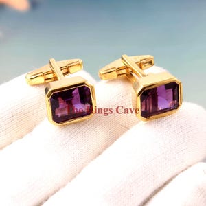 Amethyst Cufflinks, Sterling Silver Cufflinks, Gold Plated Cufflinks, Wedding Cufflinks, Cufflinks for Dad, Party/ Anniversary Gifts For Him
