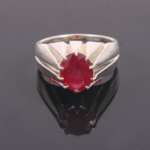 Vintage Rubin Signetring: Herrring i sterlingsilver med födelsesten i juli