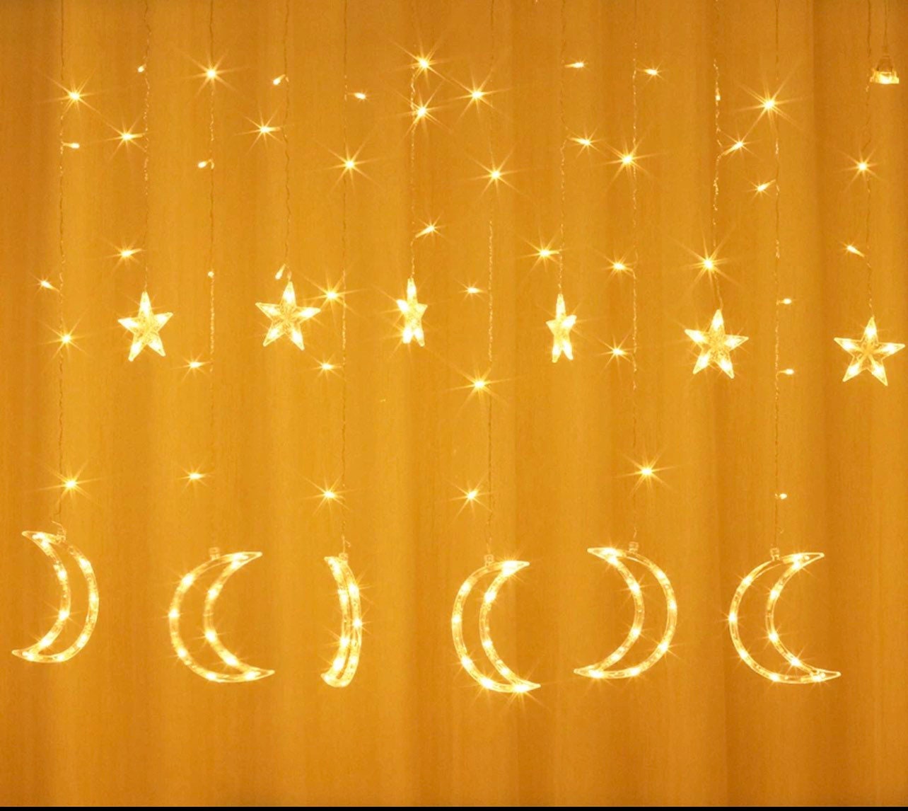 Moon and Stars String Curtain Lights Plug or Battery Operated Etsy