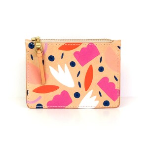 Porte-cartes et porte-monnaie en cuir - Pochette en cuir peinte à la main, illustrée par Melanie Miles, portefeuille minimaliste pour femme