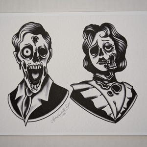 Zombie Couple- 5x7in Art Print