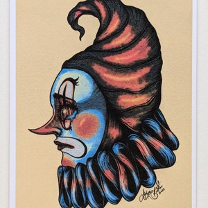 Frowning Clown- 5x7in Art Print
