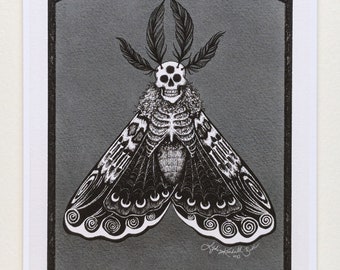 Goth Moth - Stampa artistica 5x7 pollici
