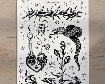 Tattoo Flash Sticker Sheet