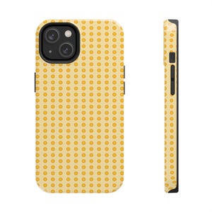 Yellow Polka Dot Phone Case | Retro Dot Pattern, Tough Protective Case