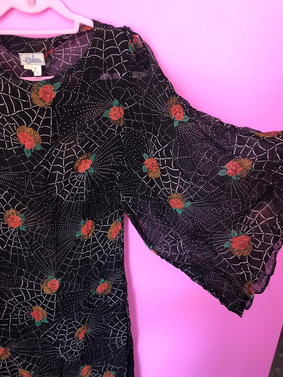 1970’s spiderweb rose sheer dress