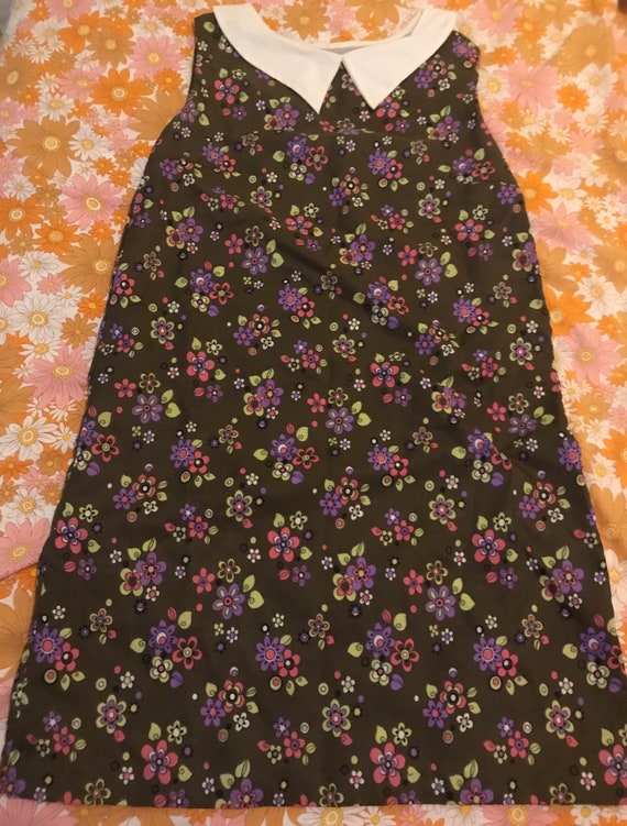 Vintage flower power dagger collar dress