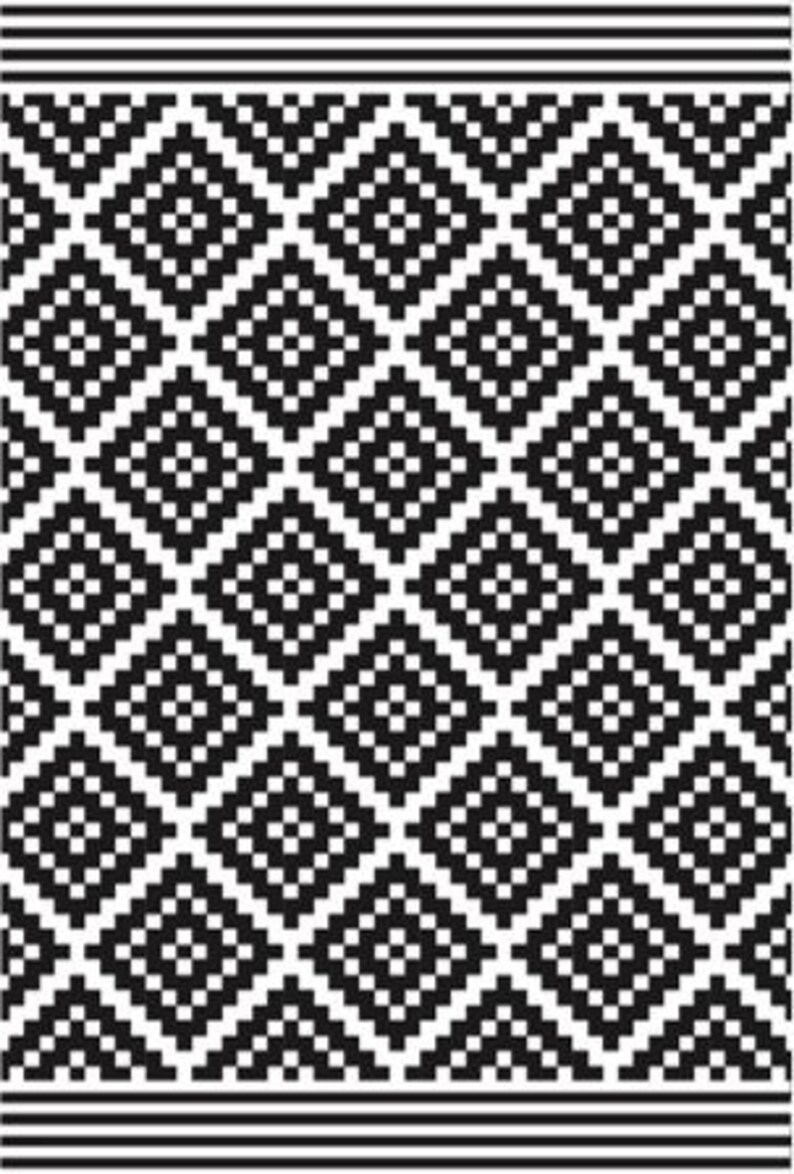 Outdoor Patio Rug 4 X 6 Ft Diamond Black All Weather Etsy