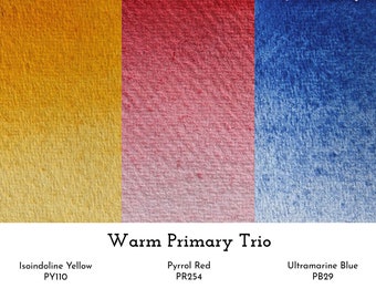 Warm Primary Watercolour Trio | Handmade Watercolor Paint by Khannah's Honey Hues