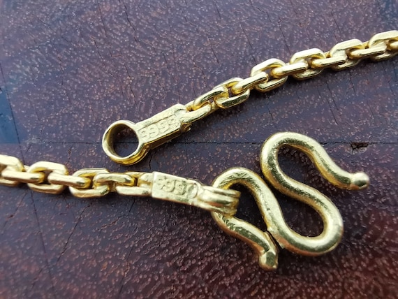 GOLDSALE! 99.99% Yellow Solid Gold Cable Link Chai